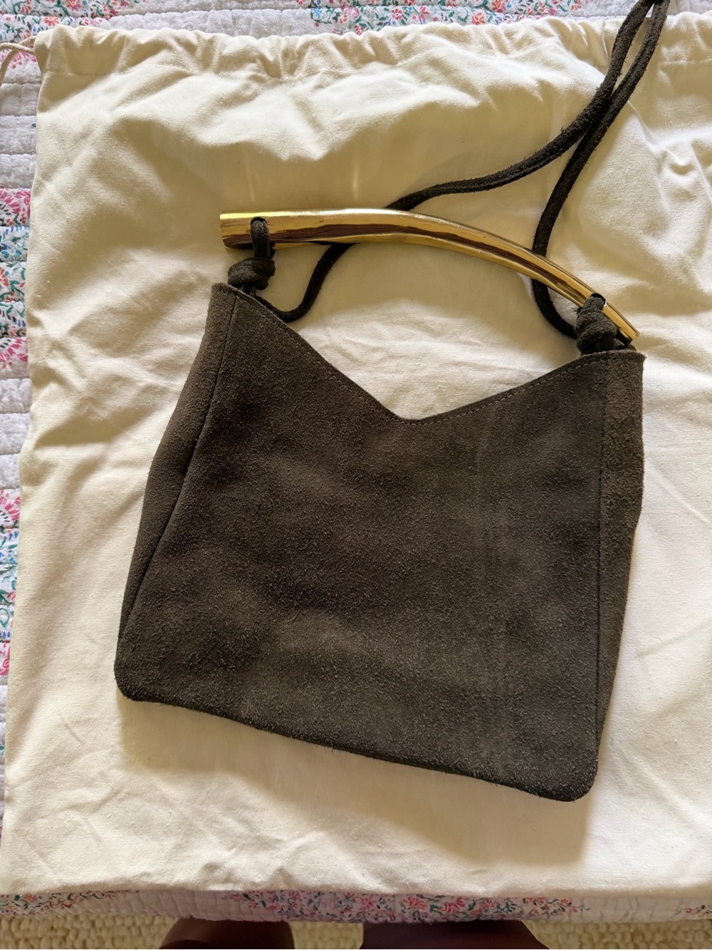 Natalie Borton Mara Bag, Green Suede